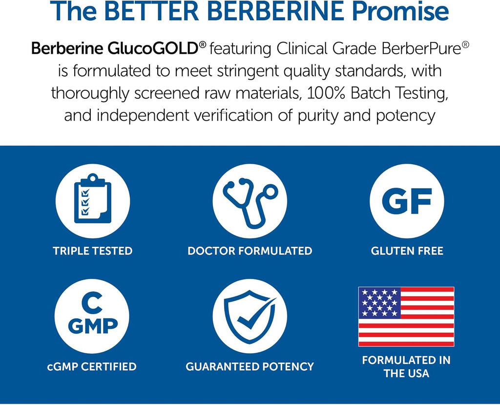 Dr. Whitaker’s Berberine GlucoGold Supplement with 1500 mg per Day of BerberPure Berberine, Concentrated Cinnamon, Crominex Chromium and Banaba Leaf Extract (90 Tablets)