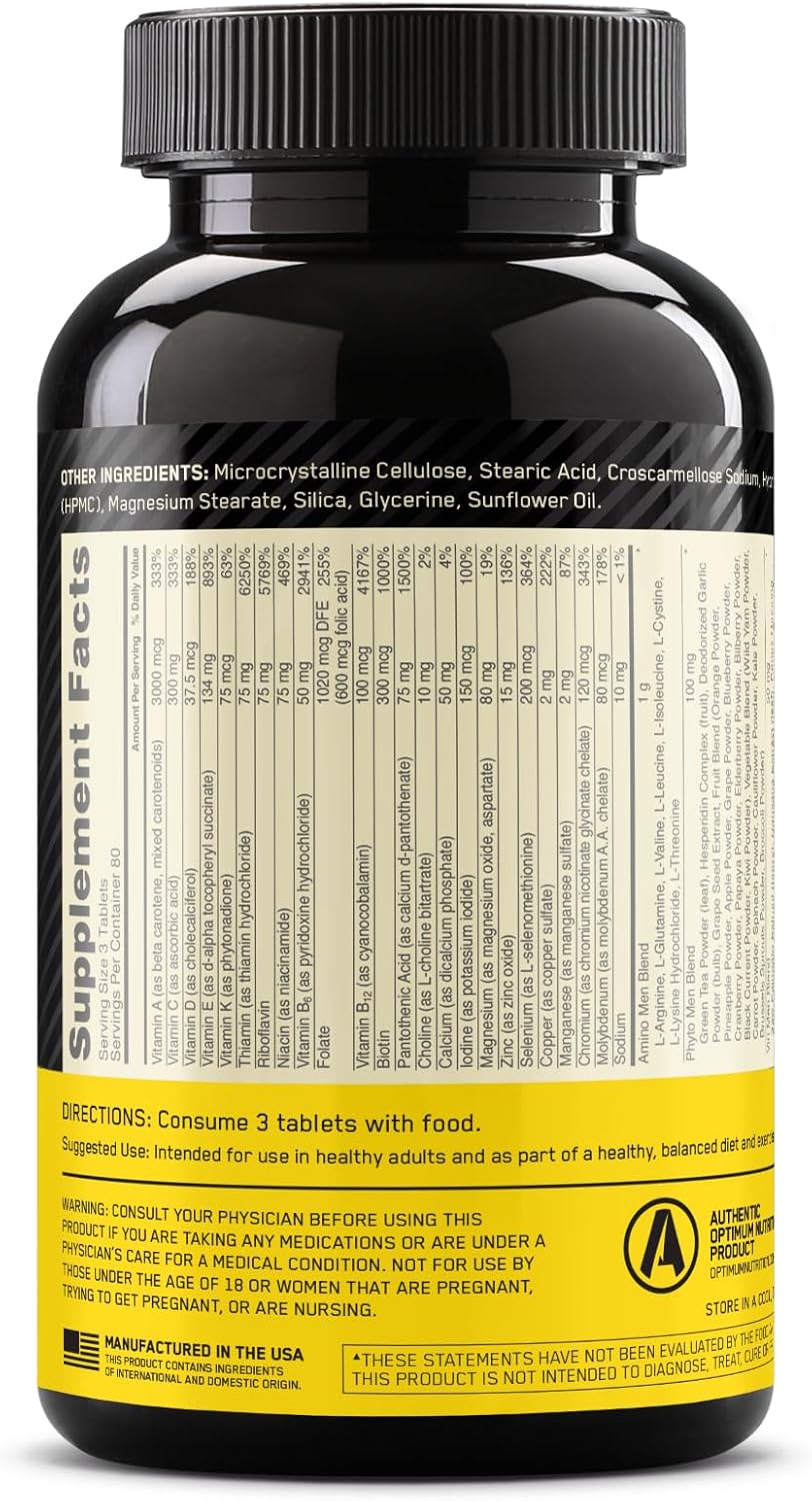 Men’s Daily Multivitamin with Amino Acids & Immune Support –  Optimum Nutrition Opti-Men