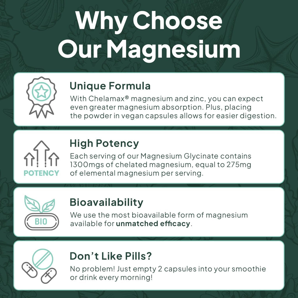 Organics Ocean Pure Magnesium Glycinate with Zinc: Advanced Sleep & Muscle Support