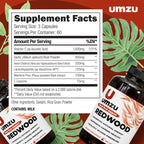 UMZU Redwood Max Nitric Oxide Booster, Blood Flow & Circulation Support for Men & Women, Energy, Stamina & Recovery – Heart & Varicose Vein Supplement – 2 Capsules Daily – 60 Count