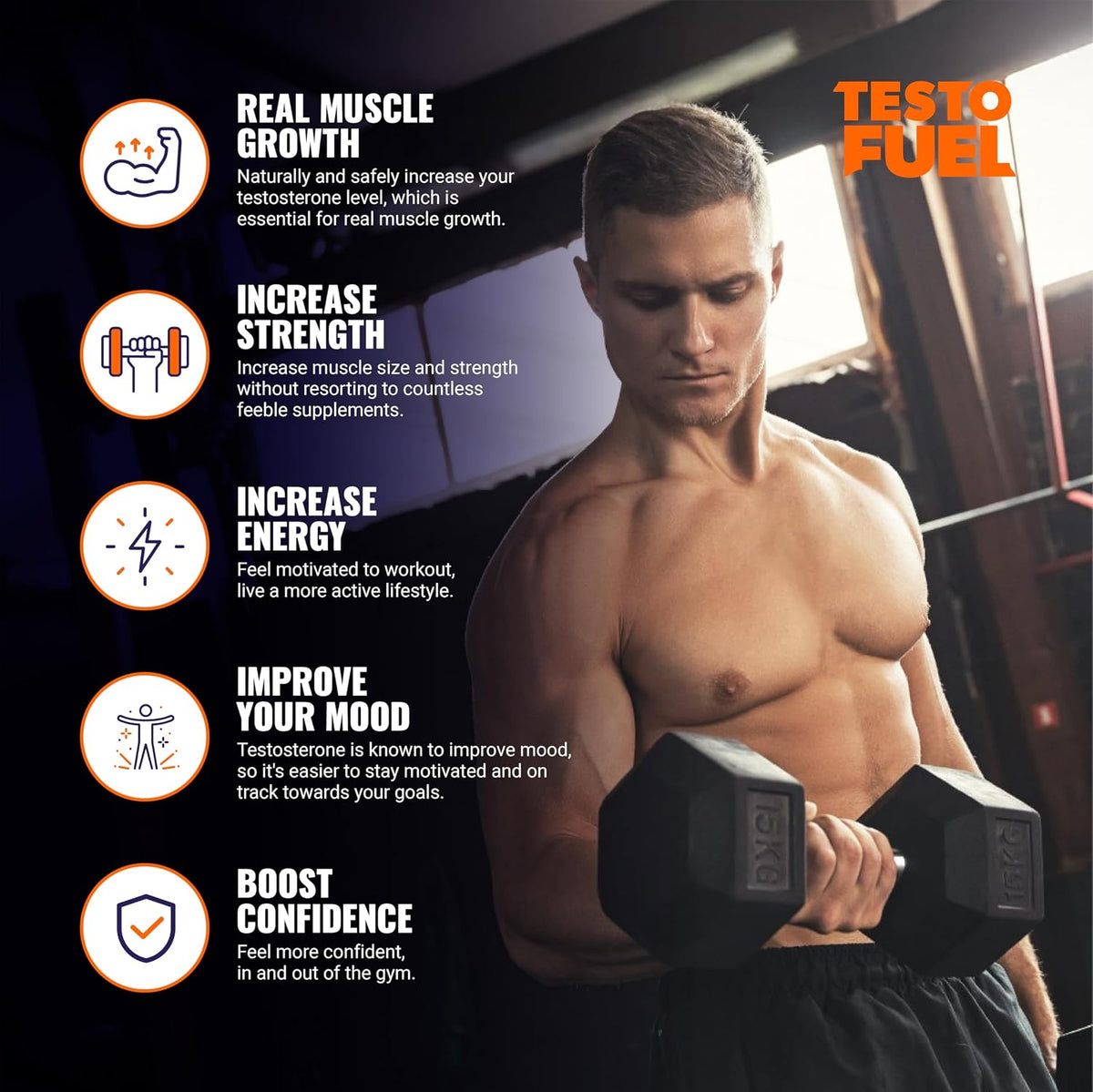 TestoFuel 120 T-Booster Pills - Test Booster for Men - 100% Natural Ingredients