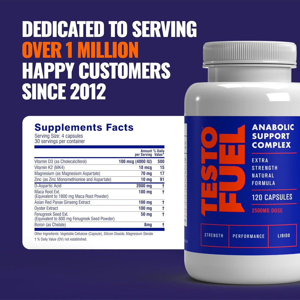 TestoFuel 120 T-Booster Pills - Test Booster for Men - 100% Natural Ingredients