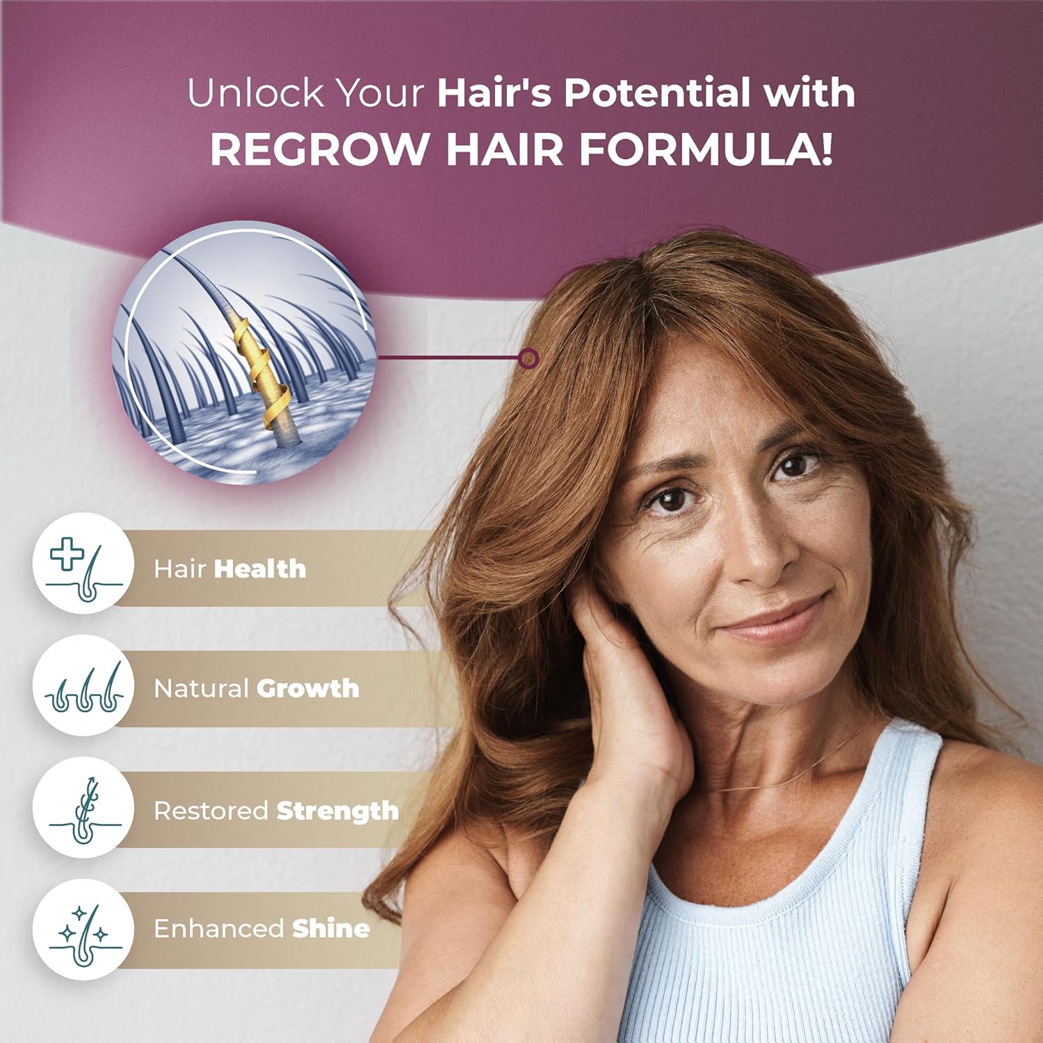 PUREHEALTH RESEARCH ReGrow – Hair Growth Vitamins for Scalp Health & Thickness Support (60 Capsules)