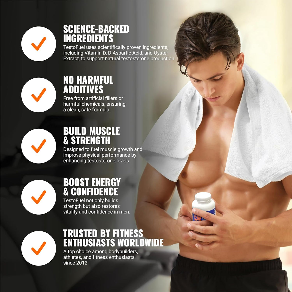 TestoFuel 120 T-Booster Pills - Test Booster for Men - 100% Natural Ingredients