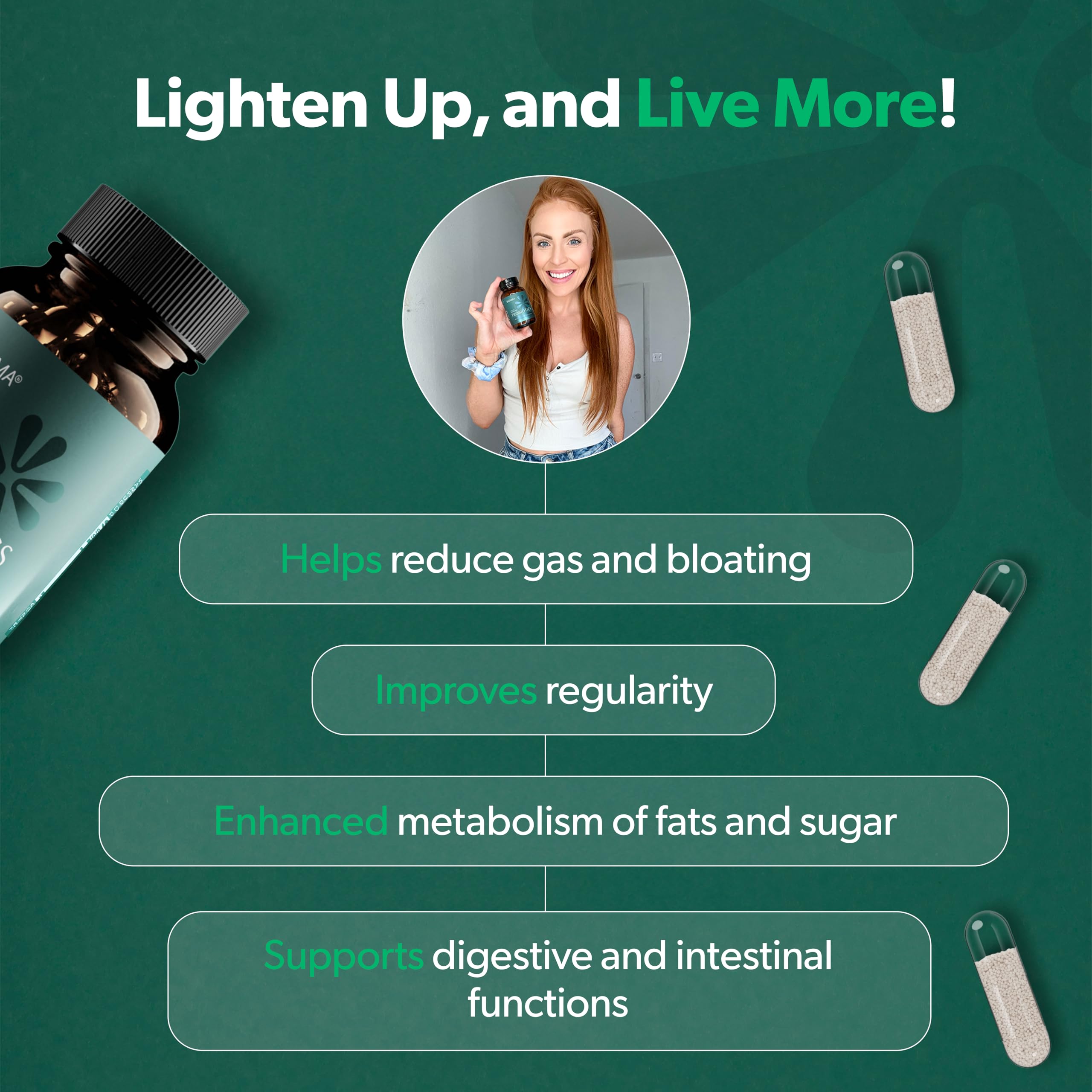 Probiotics For Weight Management & Digestive Health, 3 In 1 Gut Health Probiotics And Prebiotics/Postbiotics, Slow Release Synbiotic Probiotic