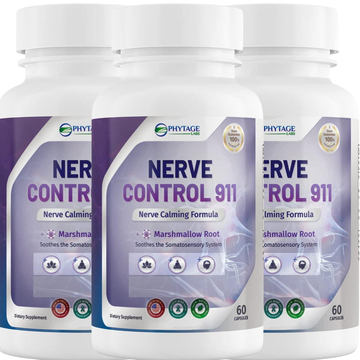 Nerve Control 911 – Natural Plant-Based Nerve Health Supplement (60 Capsules)