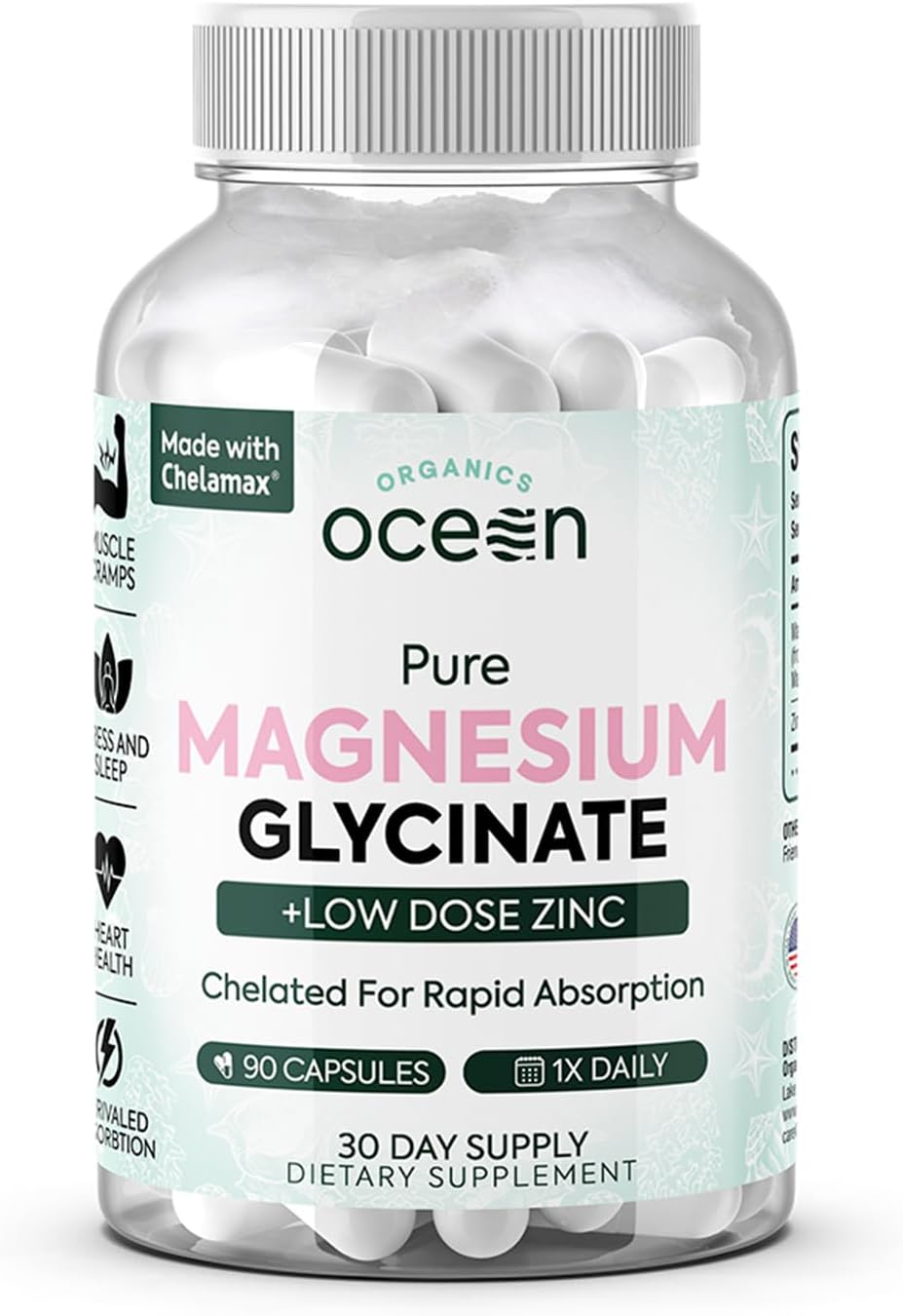Organics Ocean Pure Magnesium Glycinate with Zinc: Advanced Sleep & Muscle Support